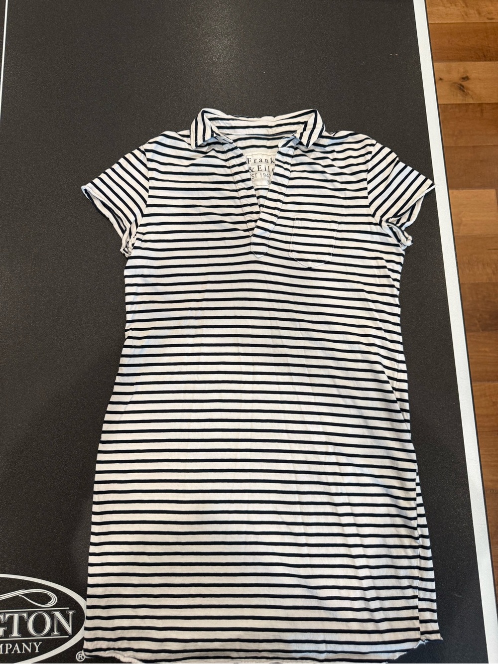 Frank & Eileen White and Navy Striped Polo Dress